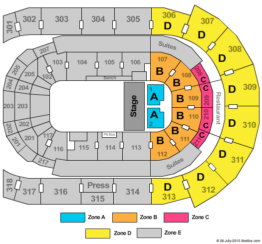 Budweiser Gardens End Stage Zone Seating Chart